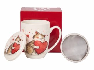 Mugg Cat with Hearts m.Tesil