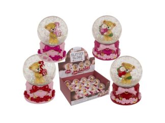 Glasglob Glitter Teddy Roses & Love