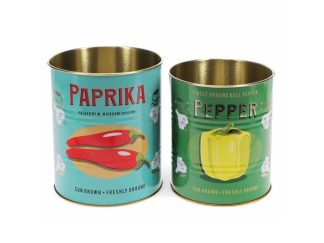 2-p Förvaringsburk/ Plåtkruka Paprika and Pepper
